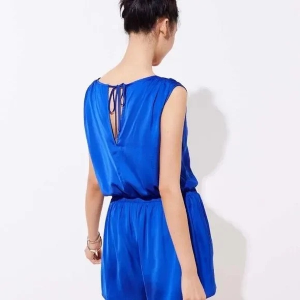 LOFT Blue V-Neck Romper - Picture 2 of 9